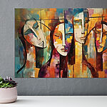 Canvas Schilderijen Schilderij van het gezicht van een vrouw