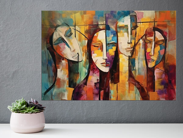 Schilderij van het gezicht van een vrouw Canvas Schilderijen Schilderij van het gezicht van een vrouw