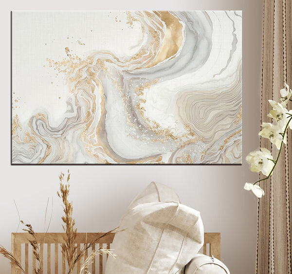 Elegante marmeren werveling met spetters Canvas Schilderijen Elegante marmeren werveling met spetters