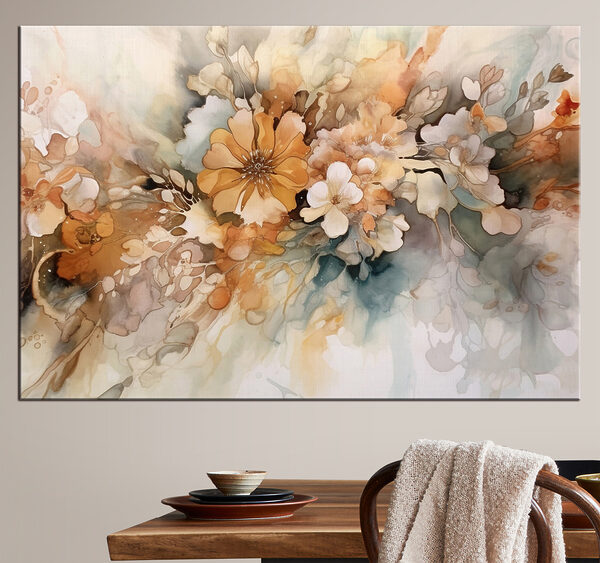 Bloemen aquarel die in harmonie samensmelten Canvas Schilderijen Bloemen aquarel die in harmonie samensmelten