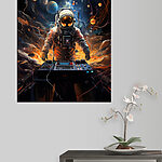 Canvas Schilderijen Astronaut DJ rockt de kosmos.
