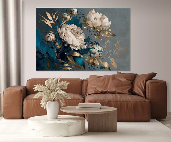 Elegante bloemen op een rijke achtergrond Canvas Schilderijen Elegante bloemen op een rijke achtergrond