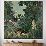 Canvas Schilderijen Weelderige jungle met verborgen wezens