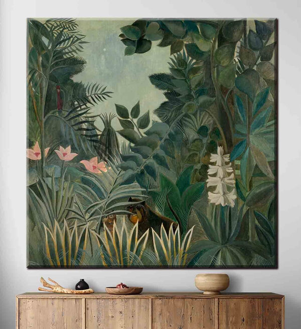 Weelderige jungle met verborgen wezens Canvas Schilderijen Weelderige jungle met verborgen wezens