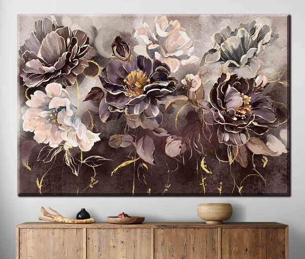 Elegante bloesems in gedekte tinten Canvas Schilderijen Elegante bloesems in gedekte tinten