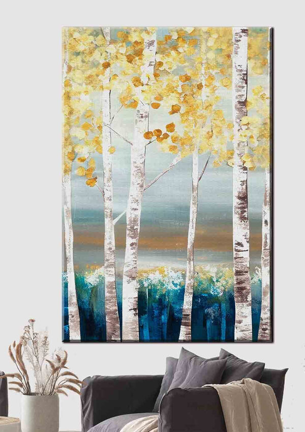 Schilderij van bomen met gele bladeren Canvas Schilderijen Schilderij van bomen met gele bladeren