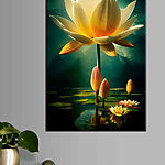 Canvas Schilderijen Bloeiende lotus temidden van rustige wateren