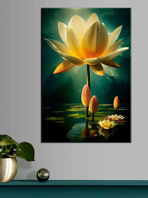 Bloeiende lotus temidden van rustige wateren Canvas Schilderijen Bloeiende lotus temidden van rustige wateren