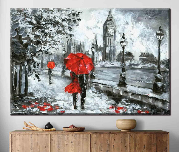 Schilderij van een rode paraplu Canvas Schilderijen Schilderij van een rode paraplu