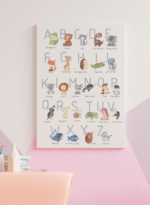 Schattige alfabet dieren voor kinderen Canvas Schilderijen Schattige alfabet dieren voor kinderen