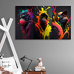 Canvas Schilderijen Aap met koptelefoon