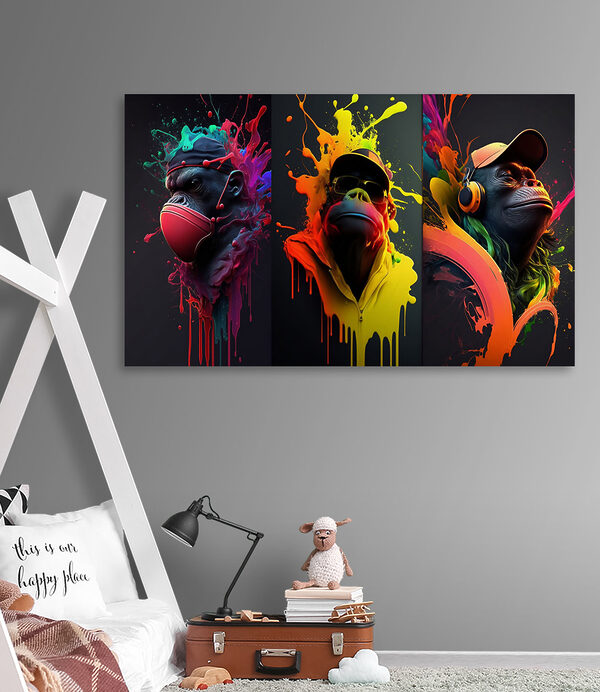 Aap met koptelefoon Canvas Schilderijen Aap met koptelefoon
