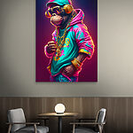 Canvas Schilderijen Aap met hoed en zonnebril