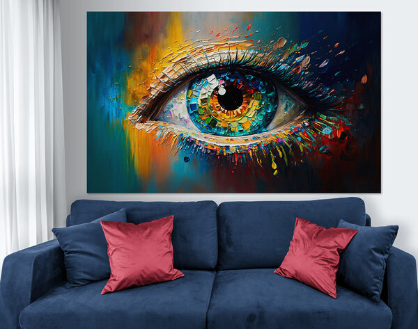 Kleurrijk oog geschilderd in levendige tinten Canvas Schilderijen Kleurrijk oog geschilderd in levendige tinten
