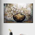 Canvas Schilderijen Schilderij van bloemen in een vaas