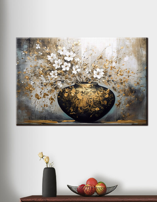 Schilderij van bloemen in een vaas Canvas Schilderijen Schilderij van bloemen in een vaas