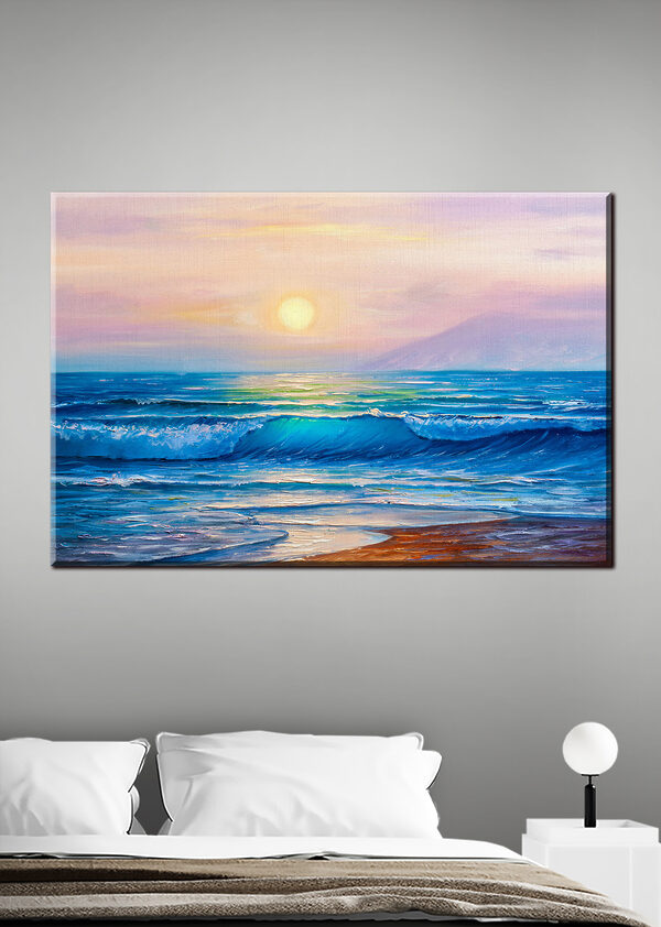 Golven van de oceaan bij zonsondergang Canvas Schilderijen Golven van de oceaan bij zonsondergang