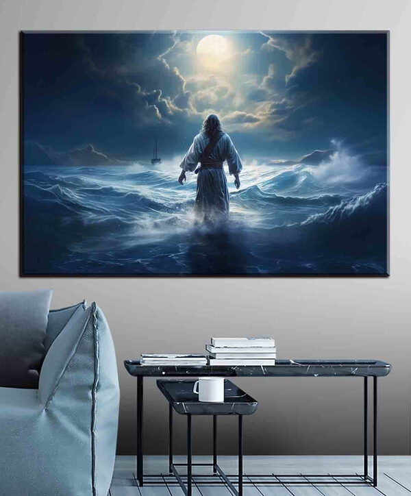Man in het water Canvas Schilderijen Man in het water