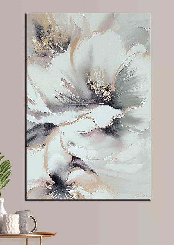 Elegante bloemenabstractie in zachte tinten Canvas Schilderijen Elegante bloemenabstractie in zachte tinten