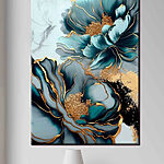 Canvas Schilderijen Elegant bloemenkunstwerk met metallic accenten.