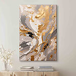 Canvas Schilderijen Elegante wervelingen in zilver en amber.