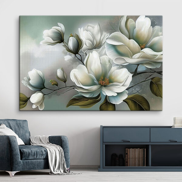 Schilderij van witte bloemen Canvas Schilderijen Schilderij van witte bloemen