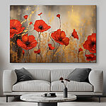 Canvas Schilderijen Schilderij van rode bloemen