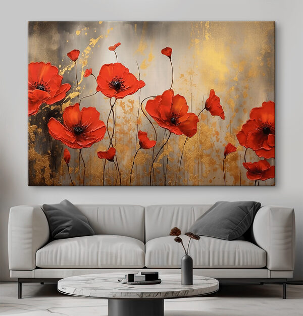 Schilderij van rode bloemen Canvas Schilderijen Schilderij van rode bloemen