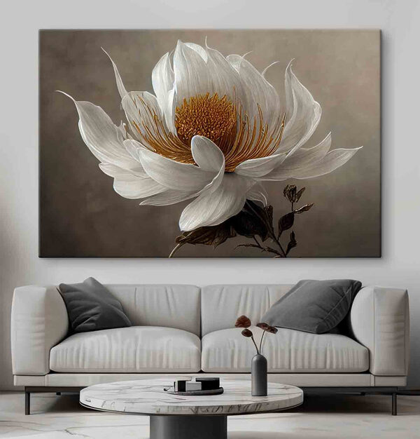Elegante witte bloem in bloei Canvas Schilderijen Elegante witte bloem in bloei
