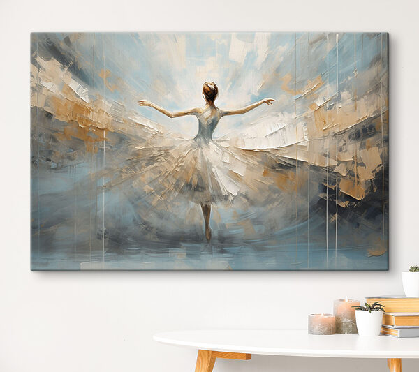 Schilderij van een vrouw in een witte jurk Canvas Schilderijen Schilderij van een vrouw in een witte jurk