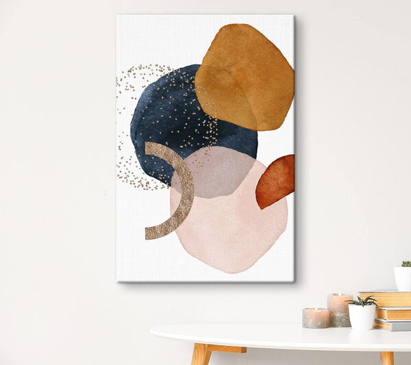 Abstracte vormen met glitteraccenten Canvas Schilderijen Abstracte vormen met glitteraccenten