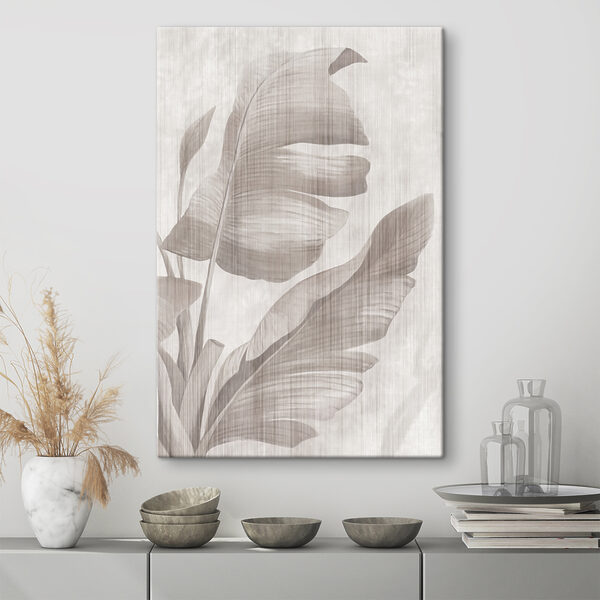Monochroom tropisch bladmotief Canvas Schilderijen Monochroom tropisch bladmotief