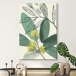 Canvas Schilderijen Gestileerde bladeren met abstracte vormen.