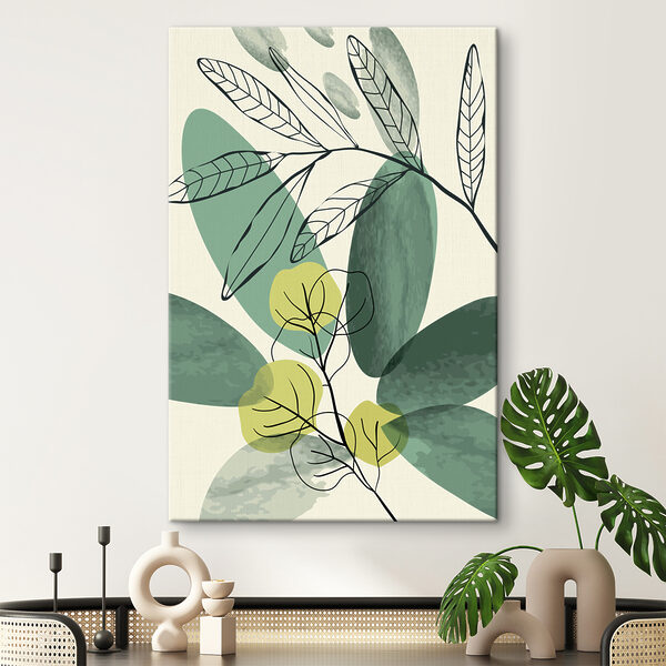 Gestileerde bladeren met abstracte vormen Canvas Schilderijen Gestileerde bladeren met abstracte vormen