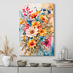 Canvas Schilderijen Levendige bloemen in aquarelkunst