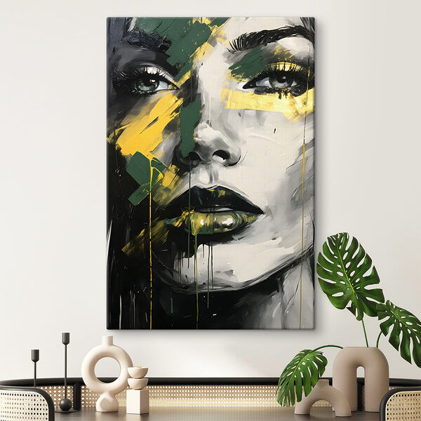 Schilderij van het gezicht van een vrouw Canvas Schilderijen Schilderij van het gezicht van een vrouw