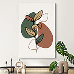 Canvas Schilderijen Abstracte plant op aardse vormen.