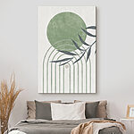 Canvas Schilderijen Groen en wit gestreept behang