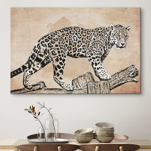Majestueuze luipaard op een tak Canvas Schilderijen Majestueuze luipaard op een tak