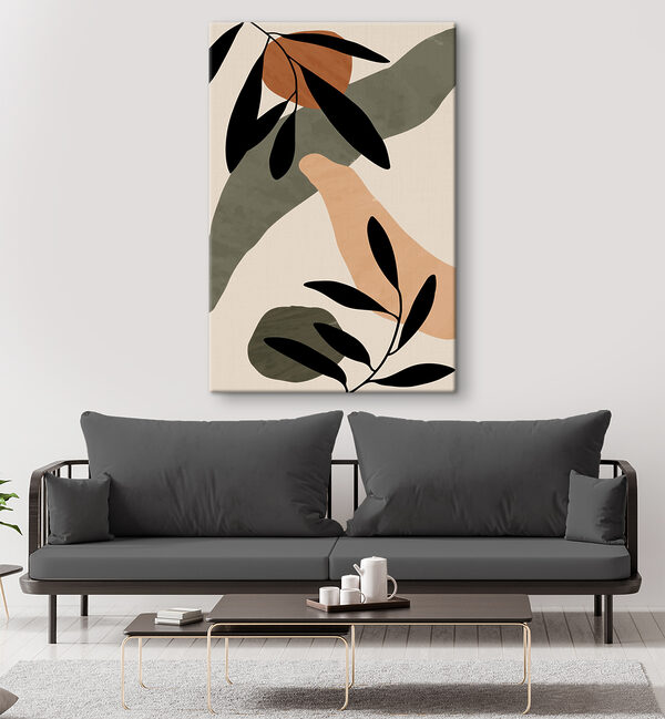 Zwart blad op witte achtergrond Canvas Schilderijen Zwart blad op witte achtergrond