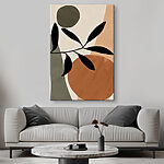 Canvas Schilderijen Abstracte bladeren en vormen, minimalistische stijl.