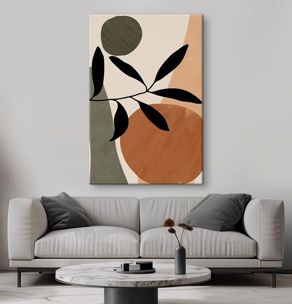 Abstracte bladeren en vormen, minimalistische stijl Canvas Schilderijen Abstracte bladeren en vormen, minimalistische stijl
