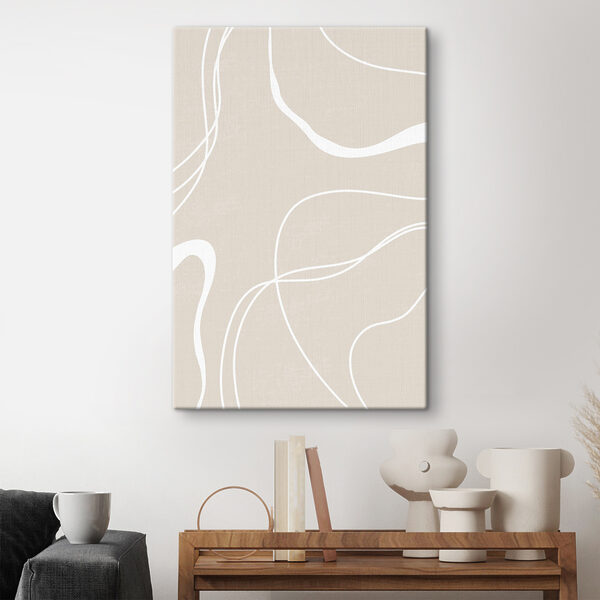 Witte lijnen op een grijze achtergrond Canvas Schilderijen Witte lijnen op een grijze achtergrond
