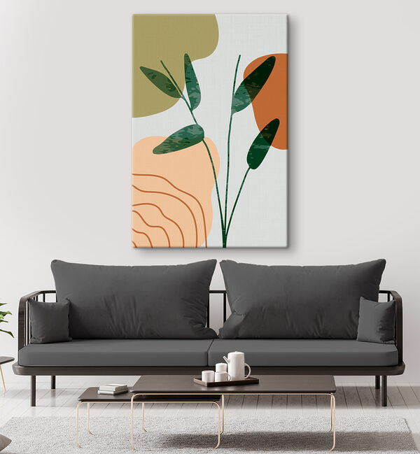 Abstracte plant met aardetinten Canvas Schilderijen Abstracte plant met aardetinten