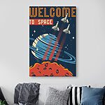 Canvas Schilderijen Poster met vliegende spaceshuttles in de lucht