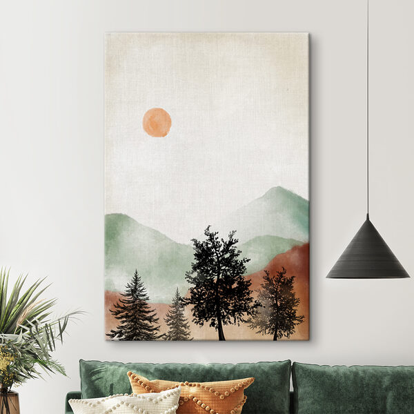 Zonsopgang boven een rustig berglandschap Canvas Schilderijen Zonsopgang boven een rustig berglandschap