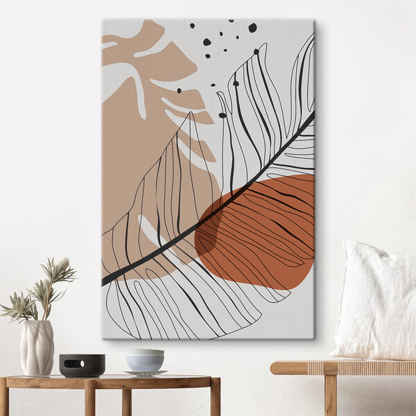 Abstracte bladeren met aardetinten Canvas Schilderijen Abstracte bladeren met aardetinten
