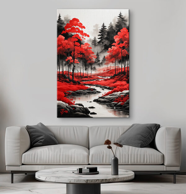 Rivier stroomt door een bos Canvas Schilderijen Rivier stroomt door een bos