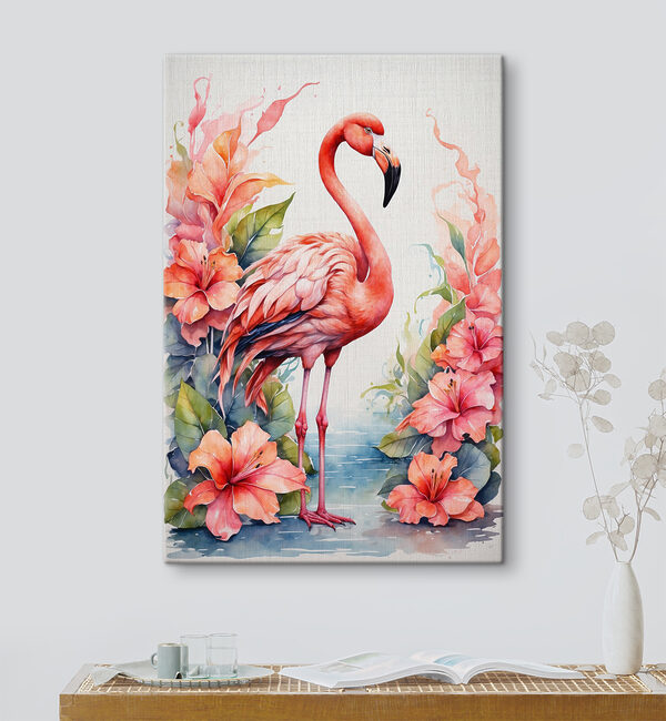 Schilderij van een flamingo Canvas Schilderijen Schilderij van een flamingo