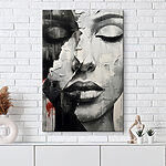 Canvas Schilderijen Schilderij van het gezicht van een vrouw